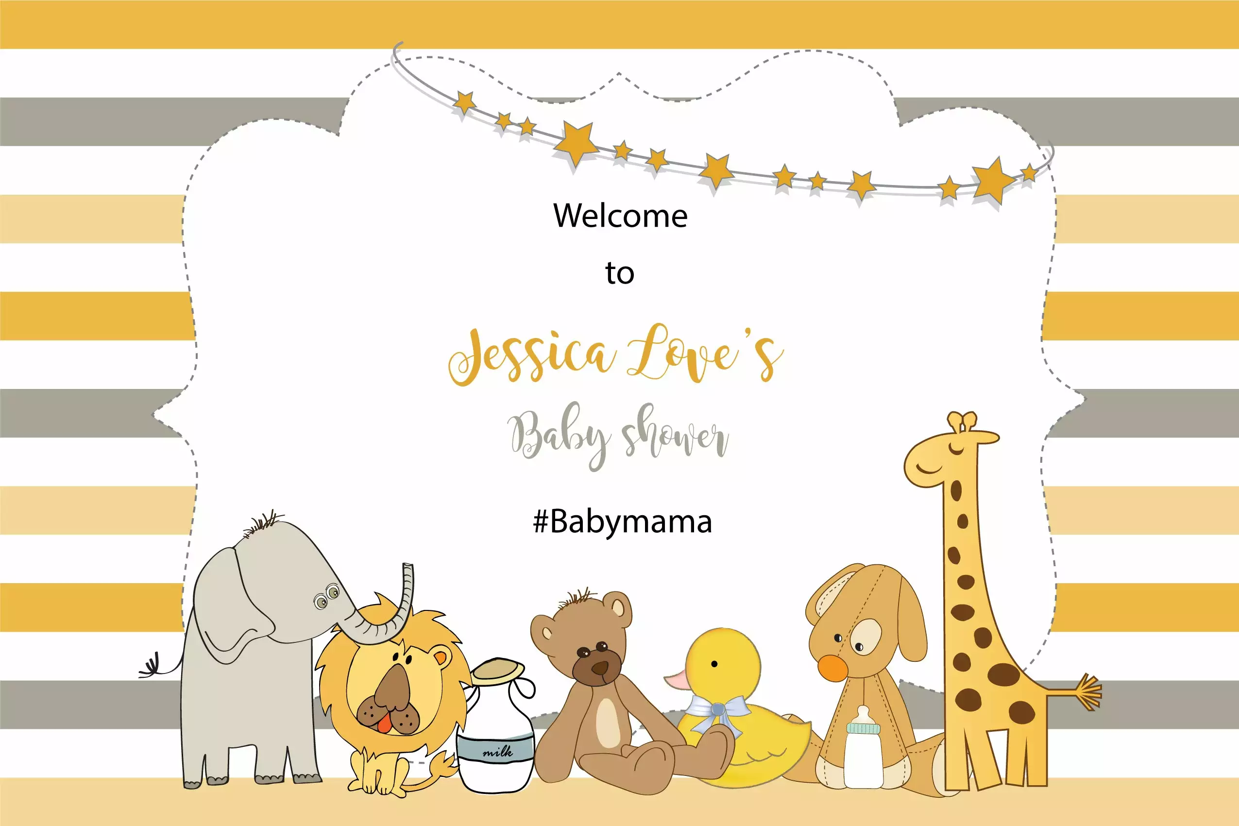 Animals Baby Shower 380 Welcome Board Small - 90cm X 60cm 3 Animals Baby Shower 380 Welcome Board Small - 90cm X 60cm