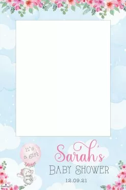Elephant Baby Shower 312 Selfie Frame Pink - 90cm X 60cm