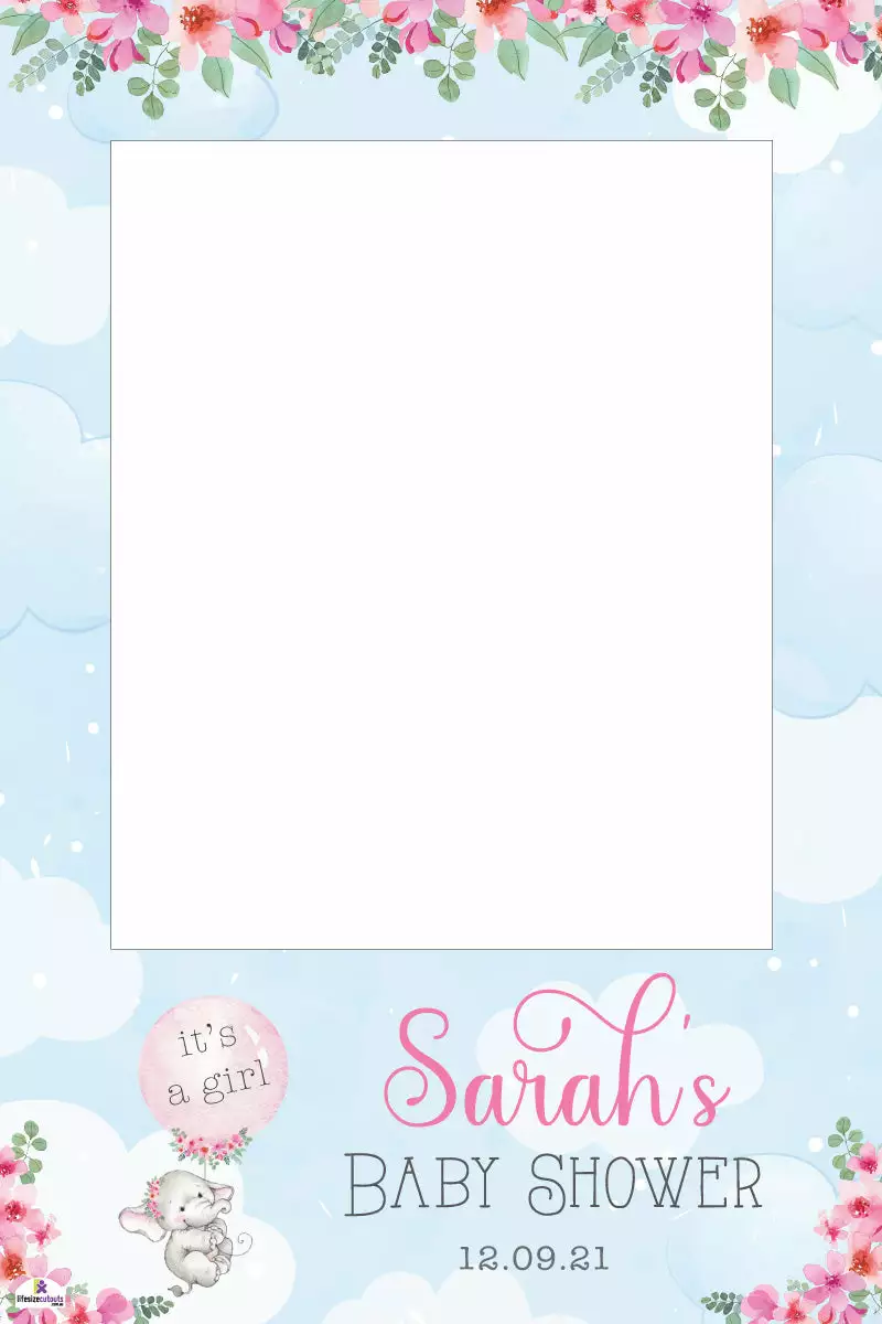 Elephant Baby Shower 312 Selfie Frame Pink - 90cm X 60cm 3 Elephant Baby Shower 312 Selfie Frame Pink - 90cm X 60cm