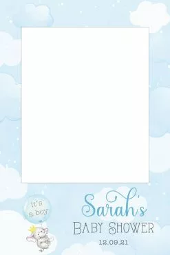 Elephant Baby Shower 313 Selfie Frame Blue - 90cm X 60cm