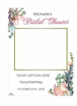 Floral Leaves Bridal Shower Selfie Frame Large - 115cm X 80cm